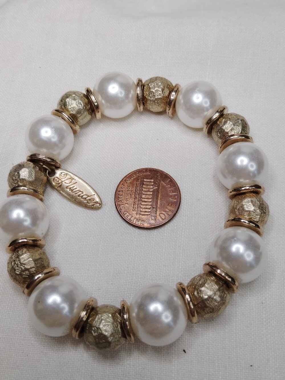 Plunder Design Gold‑Tone & Faux Pearl Stretch Bracelet